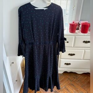 Miss Finch Navy Printed Midi Dress – Size XS (2–4)